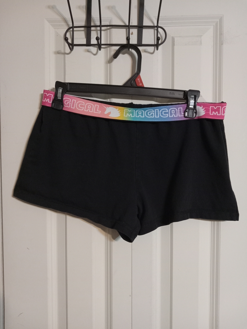 wonder nation Black Athletic Shorts with Rainbow 'MAGICAL' Waistband
